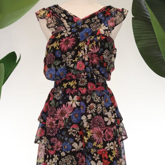 Slate & Willow, Black Floral Halter Mini Dress Size M - Picture 5 of 9